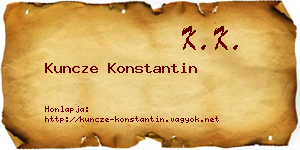 Kuncze Konstantin névjegykártya